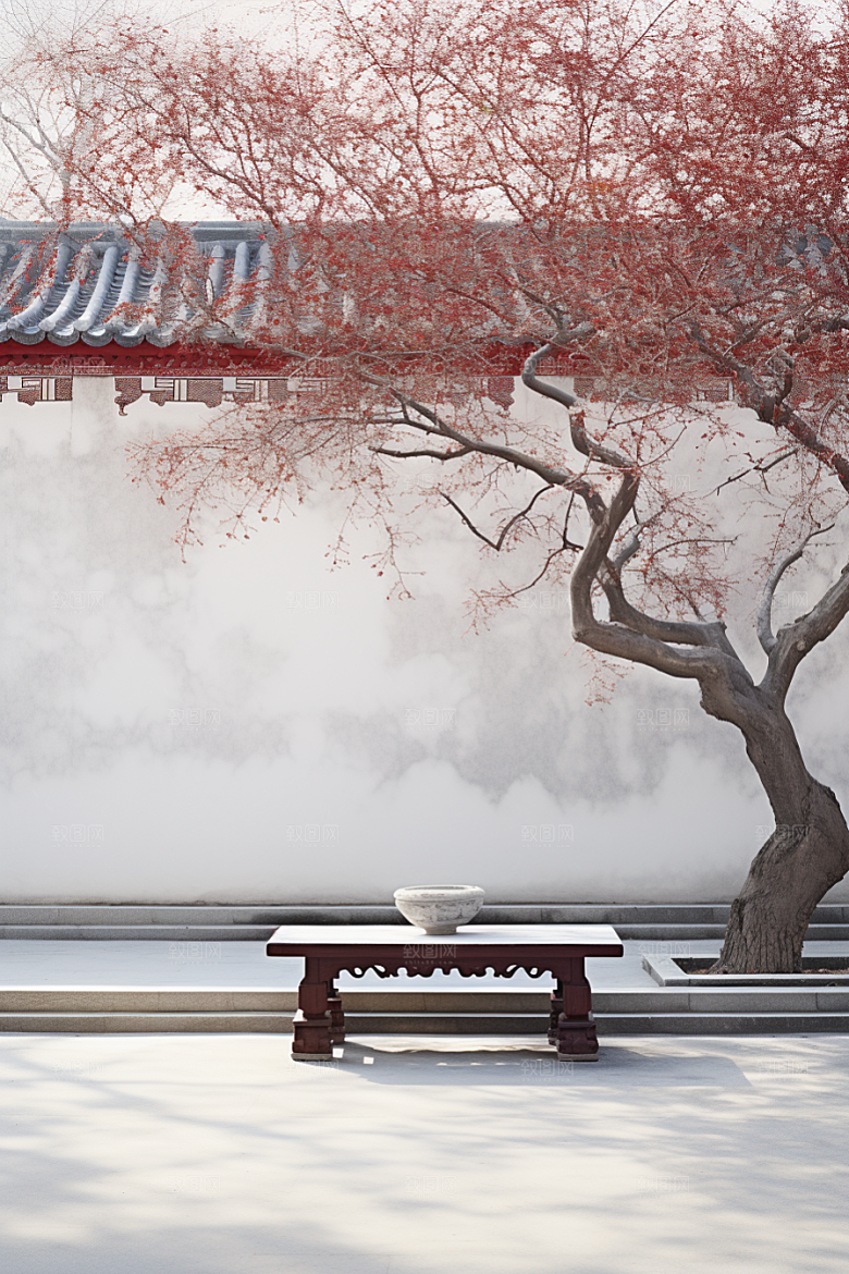 冬天腊梅花传统园林摄影图