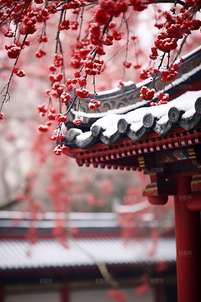 冬天腊梅花园林高清摄影图
