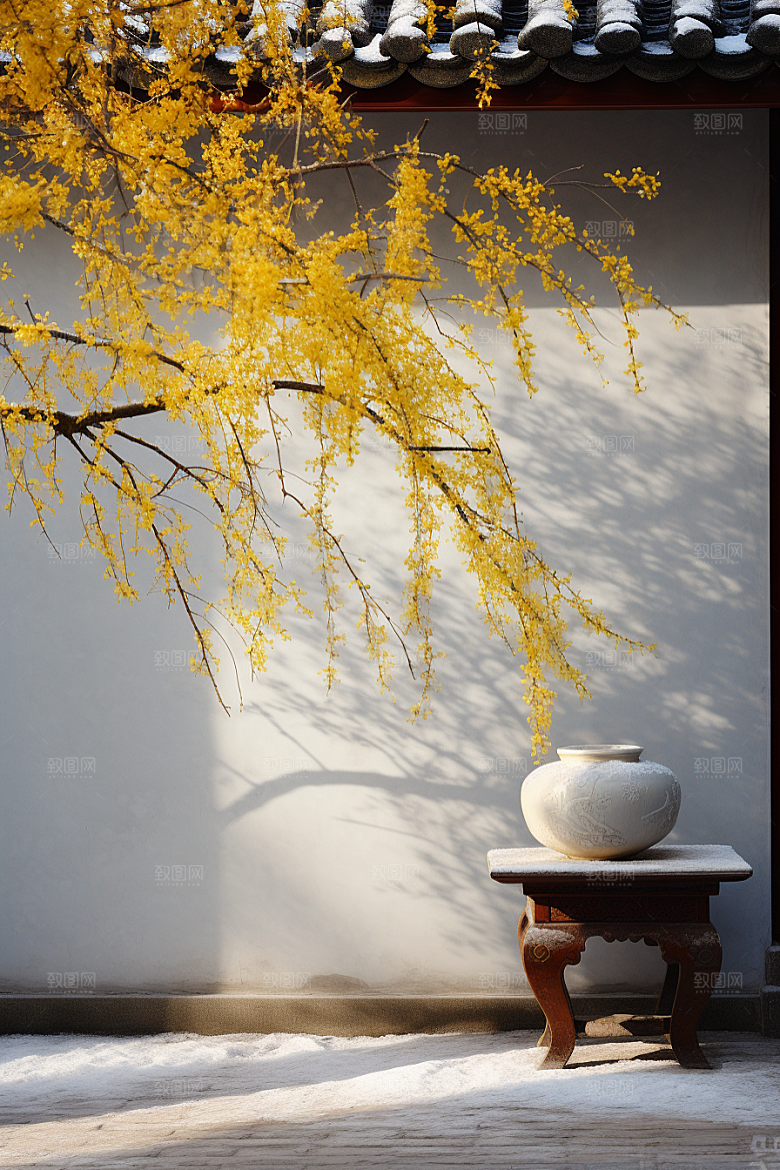 冬天腊梅花植物高清摄影图