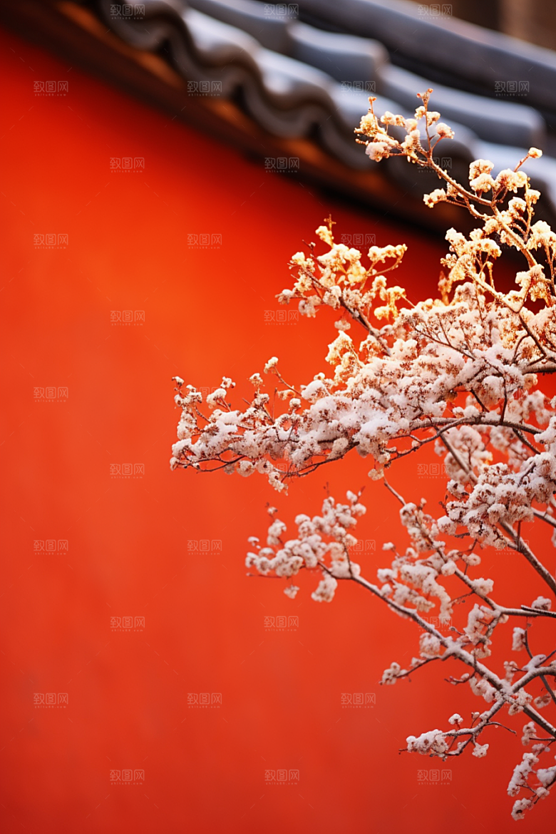 冬天腊梅花植物园林摄影图