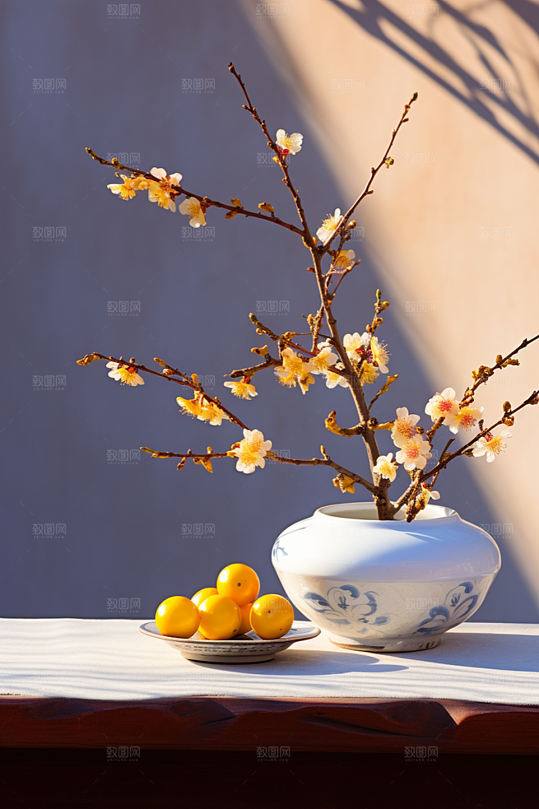 冬天腊梅花冬季园林摄影图