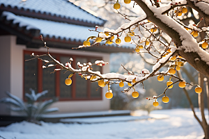 冬天腊梅花花卉芬芳摄影图