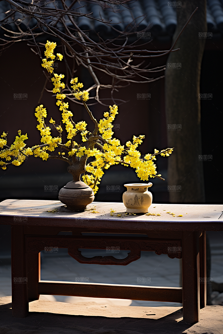冬天腊梅花芬芳中国风摄影图