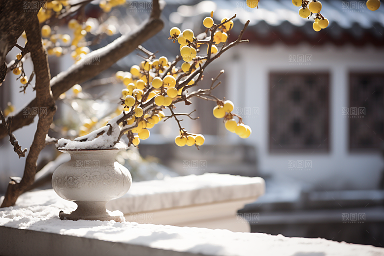 冬天腊梅花芬芳花卉摄影图