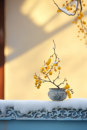 冬天腊梅花传统自然摄影图