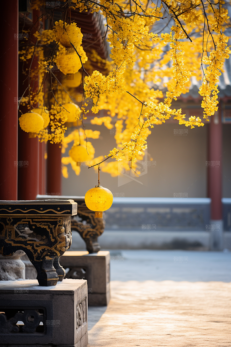 冬天腊梅花中国风高清摄影图