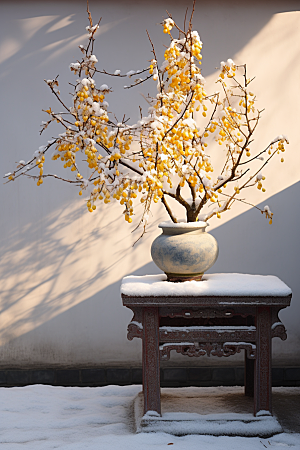 冬天腊梅花中国风优雅摄影图