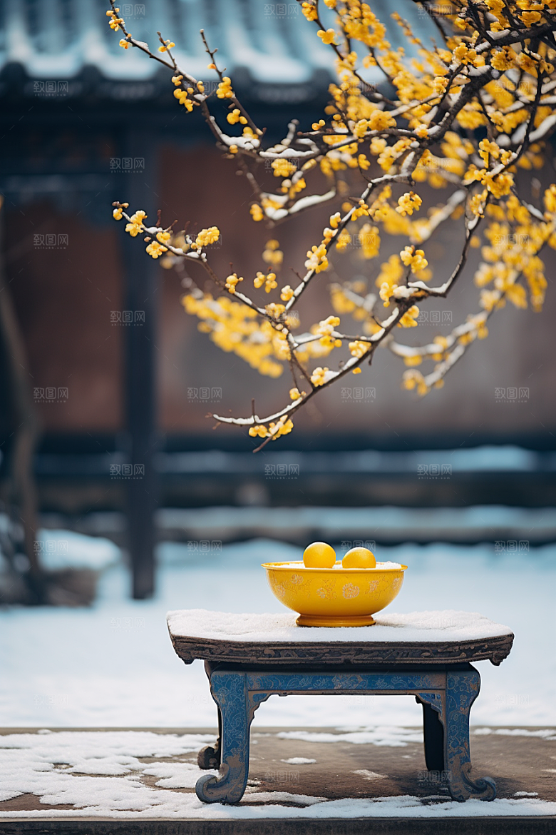 冬天腊梅花植物优雅摄影图