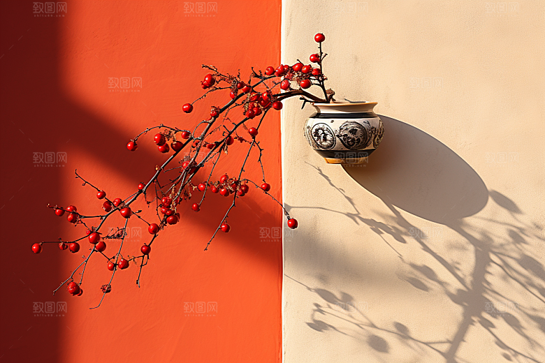 冬天腊梅花自然植物摄影图