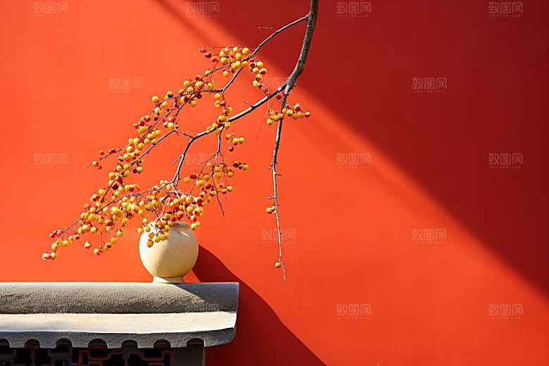 冬天腊梅花中国风自然摄影图