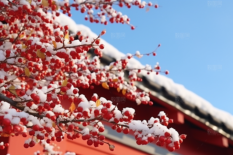 冬天腊梅花园林新中式摄影图