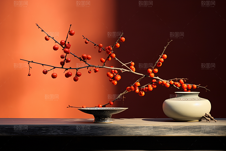 冬天腊梅花优雅自然摄影图