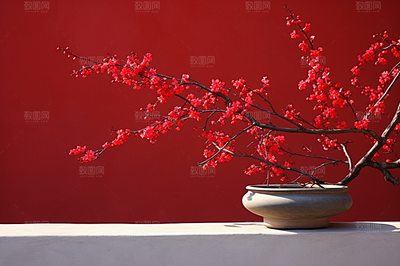 冬天腊梅花中国风植物摄影图