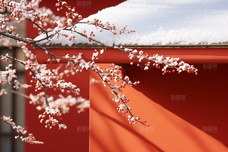 冬天腊梅花传统寒冷摄影图