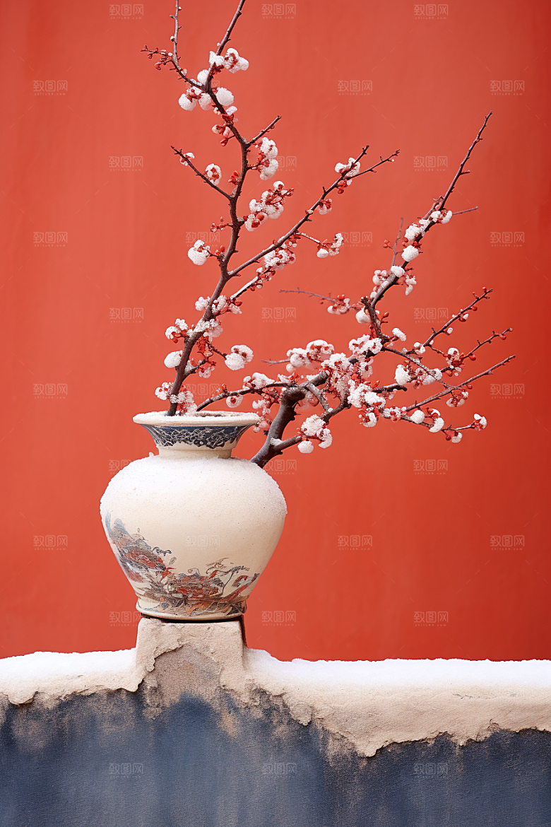 冬天腊梅花植物花卉摄影图