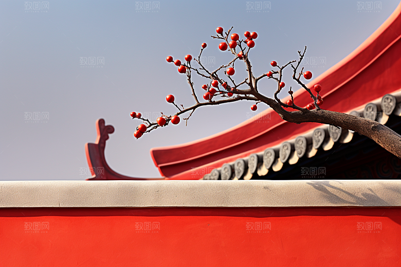 冬天腊梅花新中式传统摄影图
