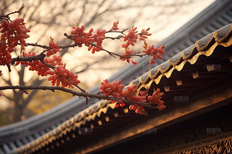 冬天腊梅花寒冷自然摄影图