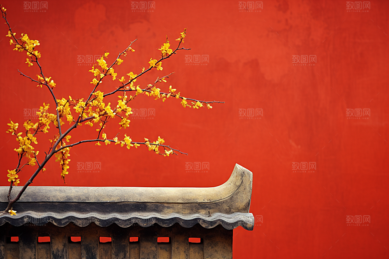冬天腊梅花花卉优雅摄影图
