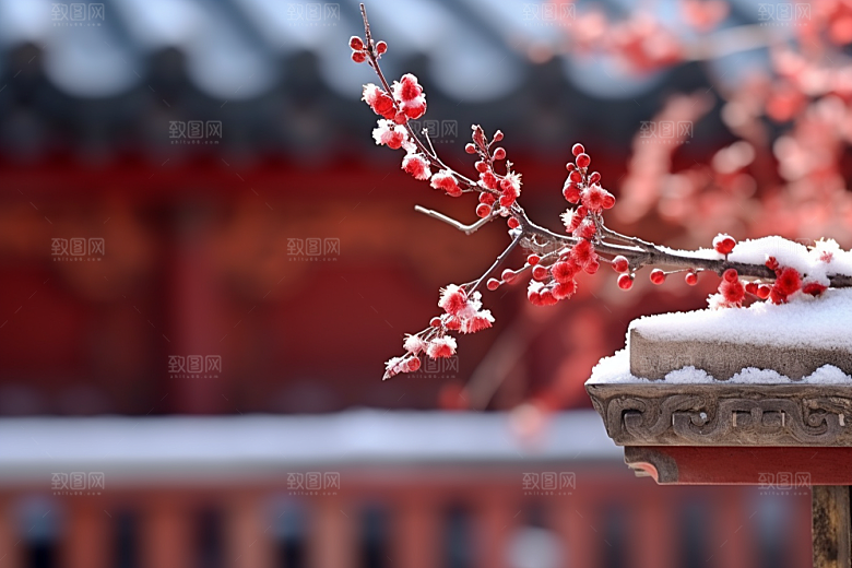冬天腊梅花新中式冬季摄影图