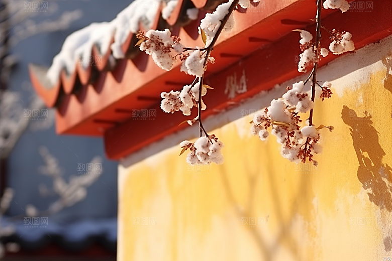 冬天腊梅花寒冷冬季摄影图