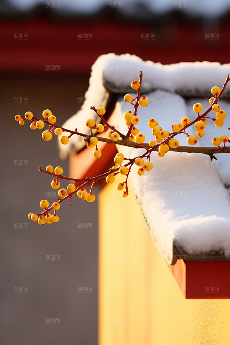 冬天腊梅花花卉自然摄影图