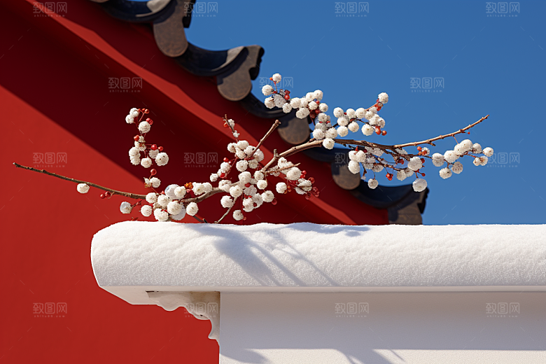 冬天腊梅花植物中国风摄影图