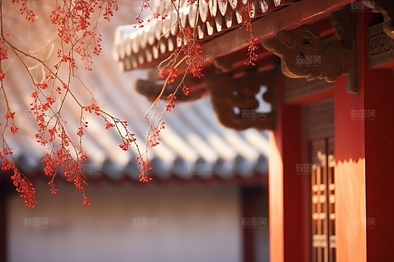 冬天腊梅花花卉优雅摄影图