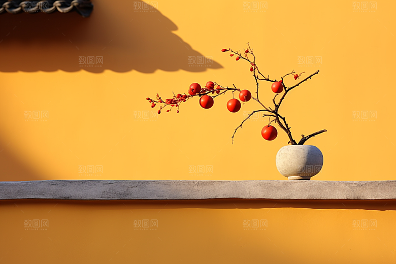 冬天腊梅花园林冬季摄影图