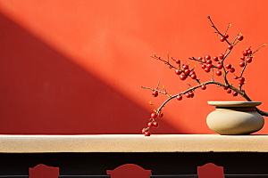 冬天腊梅花中国风园林摄影图
