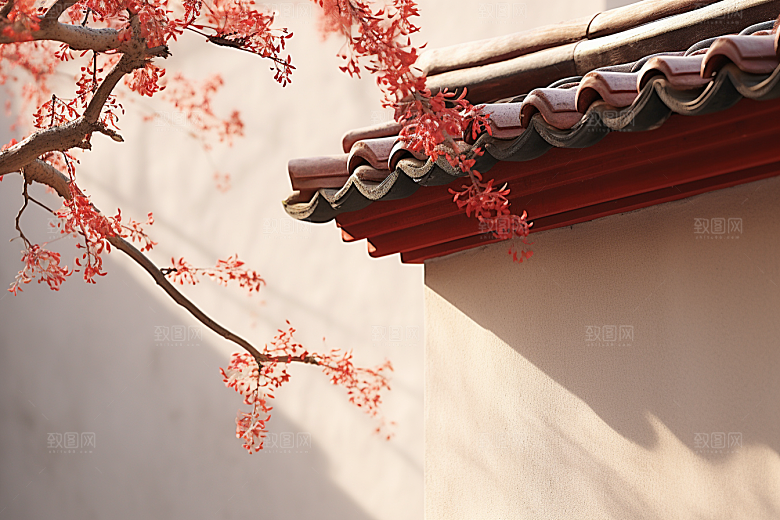 冬天腊梅花传统园林摄影图