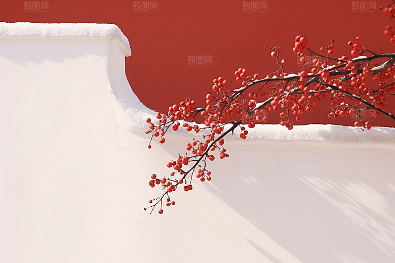 冬天腊梅花冬季新中式摄影图
