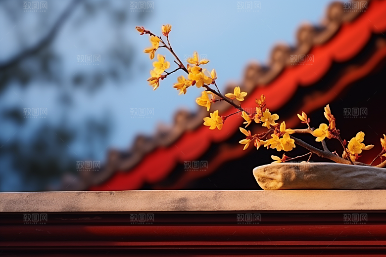 冬天腊梅花芬芳植物摄影图