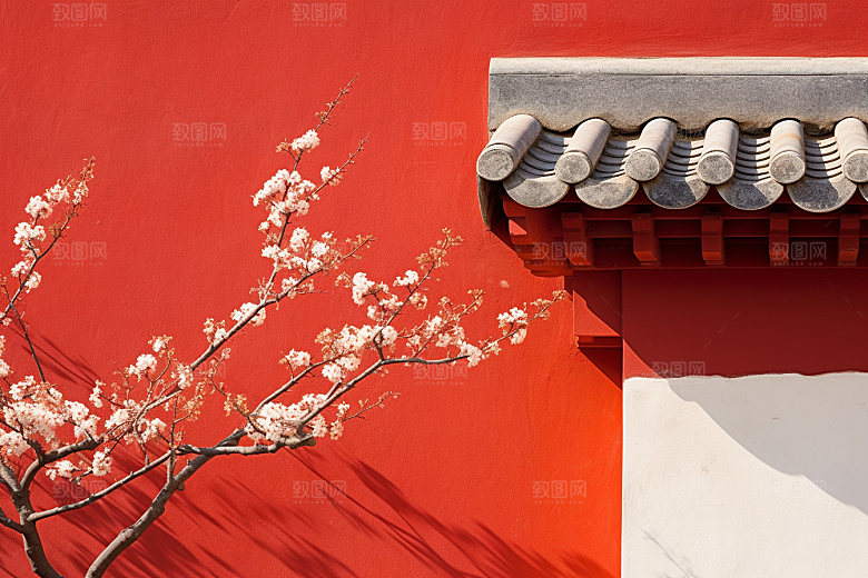 冬天腊梅花园林传统摄影图