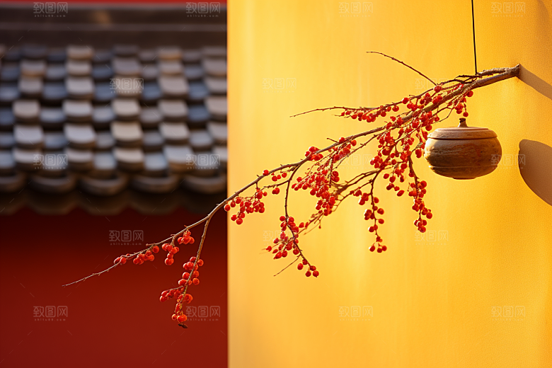冬天腊梅花中国风芬芳摄影图