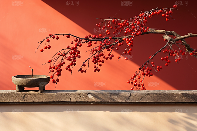 冬天腊梅花自然植物摄影图