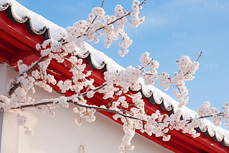 冬天腊梅花花卉优雅摄影图