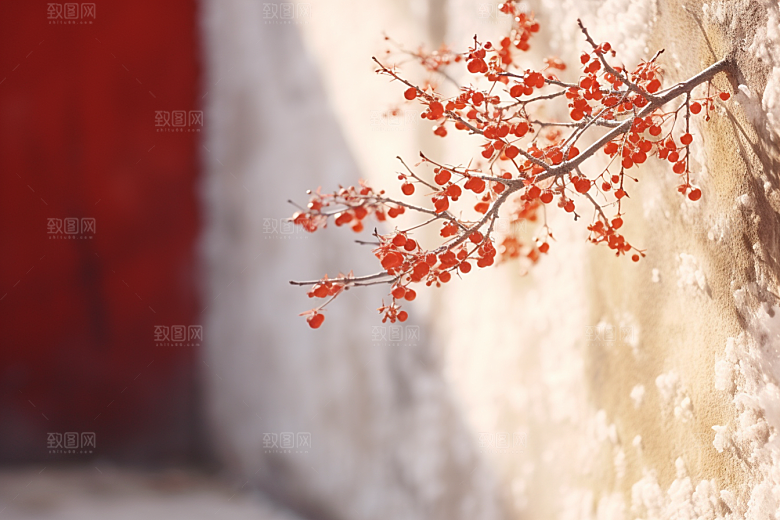冬天腊梅花自然园林摄影图
