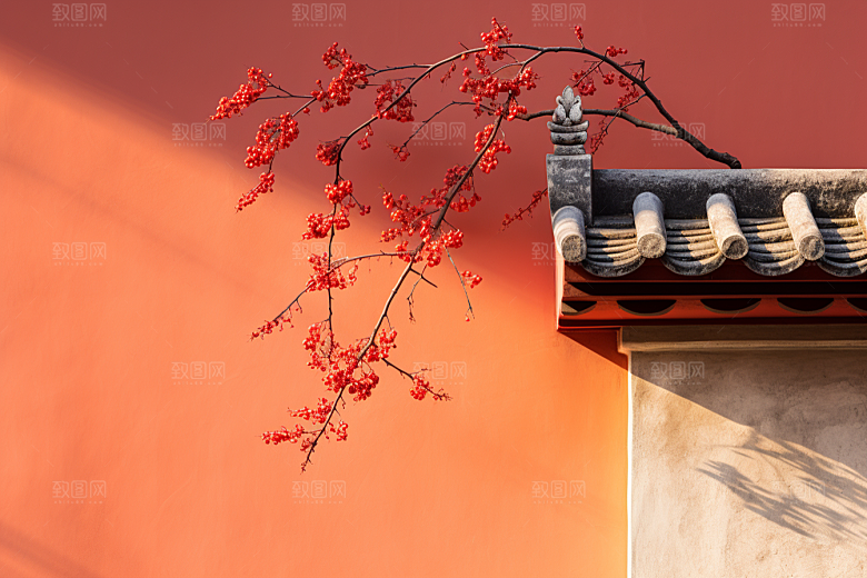冬天腊梅花植物新中式摄影图