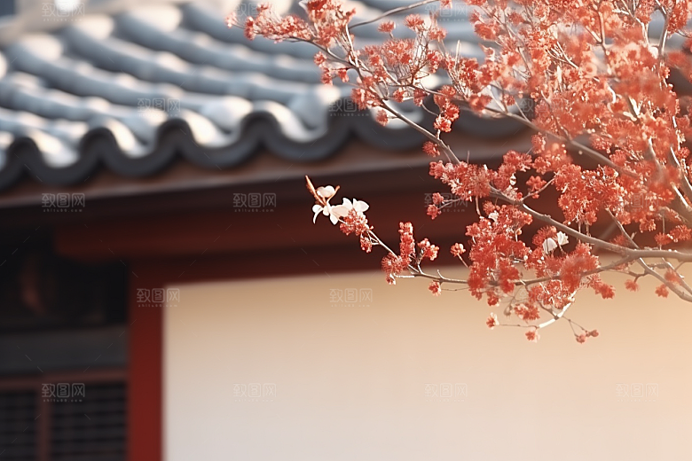 冬天腊梅花花卉优雅摄影图
