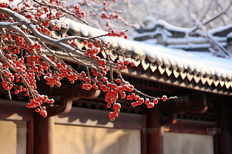 冬天腊梅花自然花卉摄影图