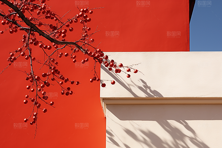 冬天腊梅花园林传统摄影图