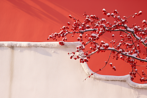 冬天腊梅花植物新中式摄影图