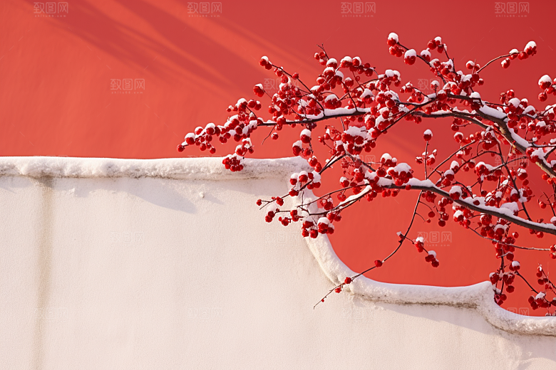 冬天腊梅花植物新中式摄影图