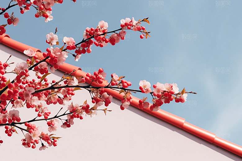 冬天腊梅花新中式花卉摄影图