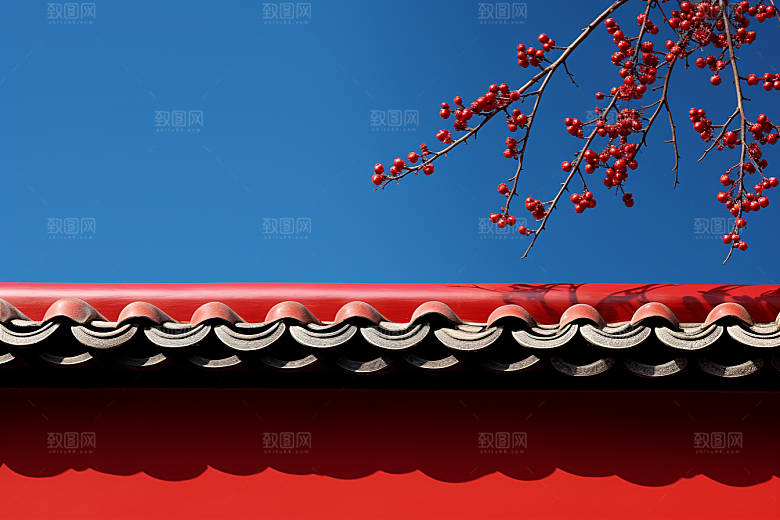 冬天腊梅花园林中国风摄影图