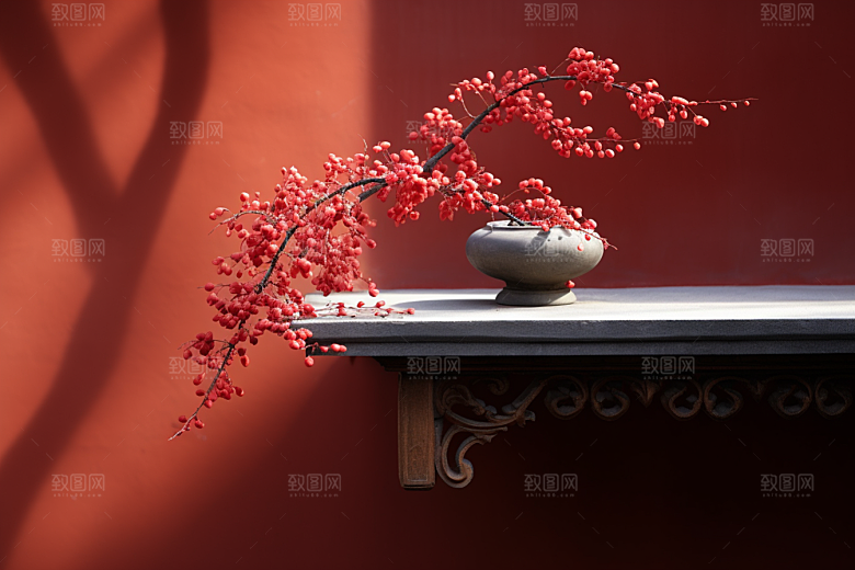 冬天腊梅花园林优雅摄影图