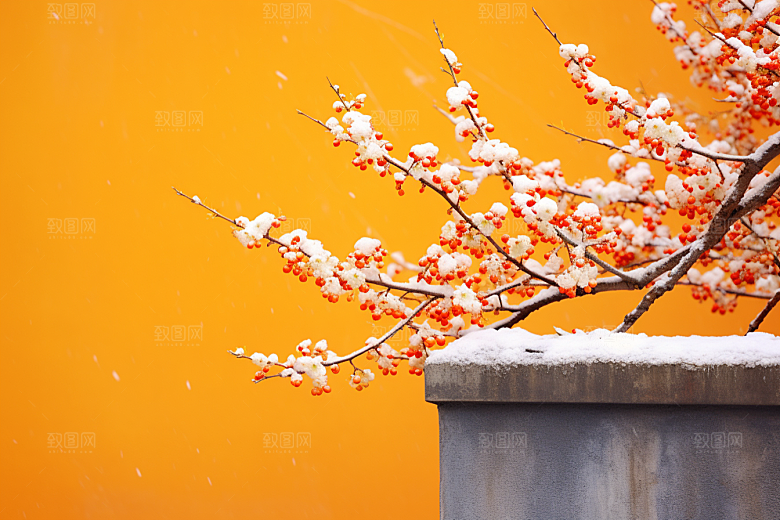 冬天腊梅花芬芳传统摄影图