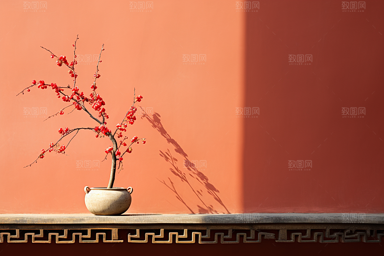 冬天腊梅花寒冷中国风摄影图
