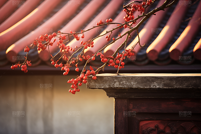 冬天腊梅花自然花卉摄影图