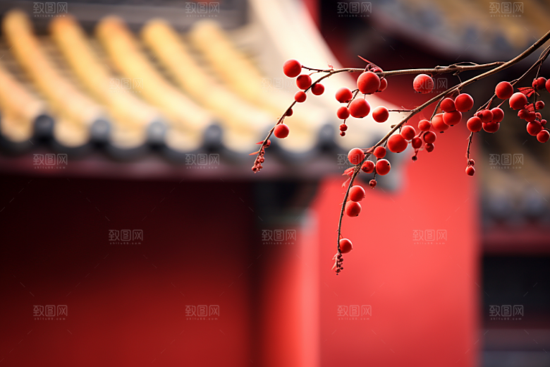 冬天腊梅花新中式寒冷摄影图